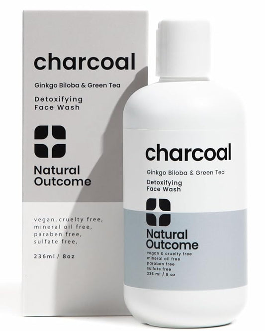 natural outcome Charcoal Face Wash | Daily Detoxifying Charcoal Cleanser for Acne | Deep Pore Cleanser Hydrates & Purifies Skin with Green Tea, Aloe Vera, & Ginkgo Biloba | For Men & Women | 8 oz