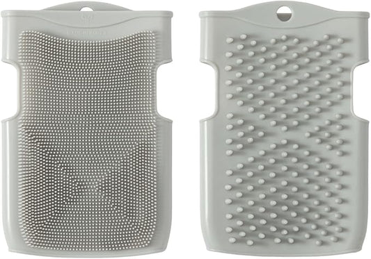 Innobaby Double Sided Silicone Massage Mitt Bath Scrubber Shower Brush & Scalp Massager/Gray