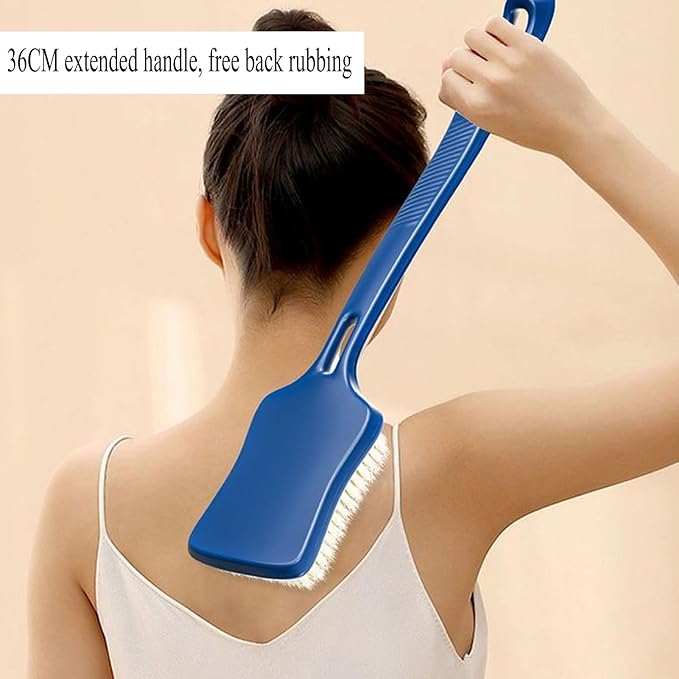 Shower Brush - Upgraded Large Brush Head 3" Wide and 4.33" Bath Brushes with Soft Curved Long Handle Body Back Scrubber Body Brush Suitable for Wet or Dry, Women and Men
