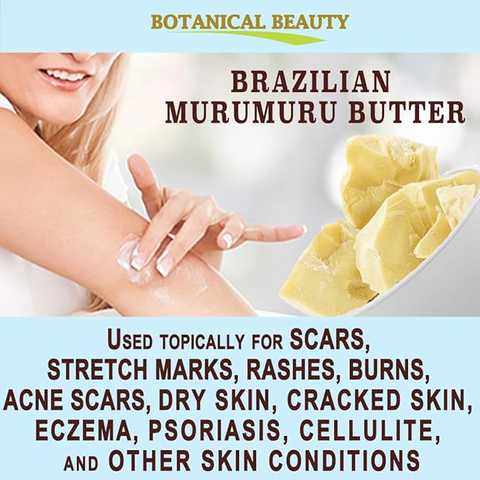 Botanical Beauty MURUMURU BUTTER Astrocaryum murumuru 100% Pure Natural, Unrefined, RAW, Virgin. Natural Skin Moisturizer Vegan for Face, Skin, Body, Hair, Lips, Nails, Lotions, Cream (8.46 Ounce)
