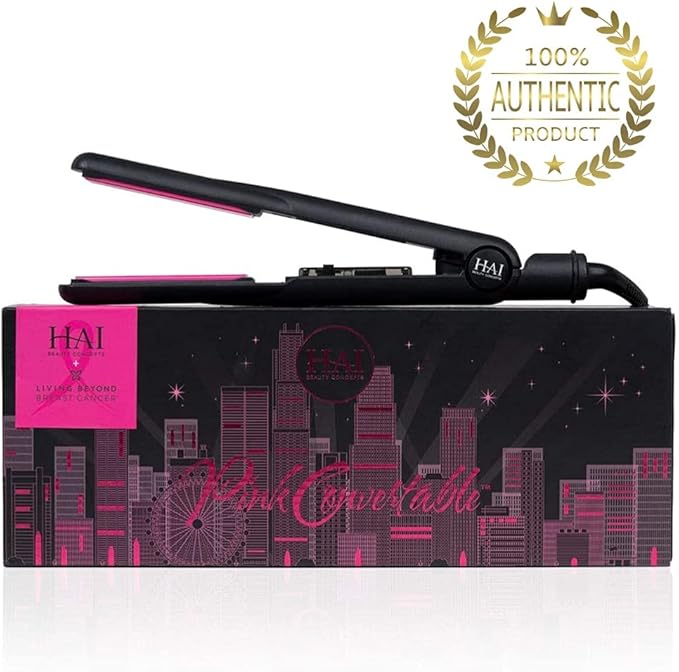 HAI Convertible Flat Iron Straightener for Women - Professional Ceramic with 5 Temperature Levels for All Hair Types - (Classic Pink)