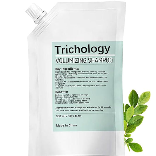 Trichology Shampoo | Anti-Hair Fall & Less Shedding & Volumizing Shampoo | Biotin, Arginine & Oleanolic Acid Strengthens Roots Promotes Hair Growth Oil Control & Scalp Nourishment 300ML (1PCS)