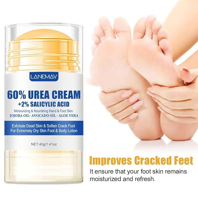 60% Urea Hydrating and Anti-Cracking Foot Cream, Moisturizing Foot Cream to Repairs and Relieves Cracking and Dryness Feet, Foot Lotion Heel Stick Repairs for Hands, Knees, Elbows (3)