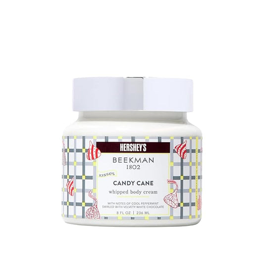 Beekman 1802 x HERSHEY'S Limited Edition KISSES Whipped Body Cream – Moisturizes & Softens Skin with Goat Milk, Mango Seed Butter & Vitamin E – 8 oz – Candy Cane