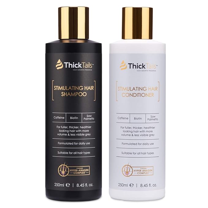 ThickTails Hair Growth Shampoo & Conditioner Set – Biotin, Caffeine, Saw Palmetto & Botanical Extracts – Sulphate-Free, Vegan Formula for Fuller-Looking Hair – Supports Scalp Vitality & Strength