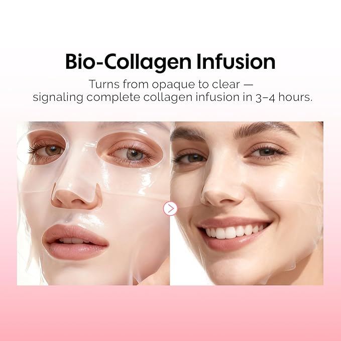 ZealSea Bio Collagen Wrapping Hydrogel Face Mask, Overnight Jelly Gel Sheet Mask for Glass Skin, Deep Hydration, Pore Care, Elasticity Improvement, Firming, Advanced Facial Skincare Solution, 4 Pack