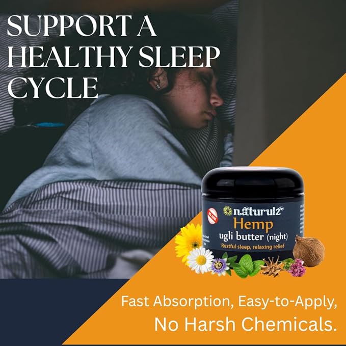Ugli Butter Hemp Night Cream 4oz –Calming Nightly Hemp Topical with Soothing Lavender, Calming Chamomile & Relaxing Passionflower. Ease Restless Muscles & Support a Healthy Sleep Cycle Melatonin Free