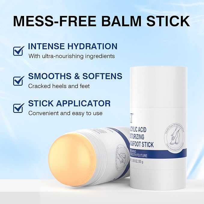 A pair of moisturizing heel socks, combined with a professional heel repair balm stick, deeply treats dry and cracked feet, providing intensive hydration and softening