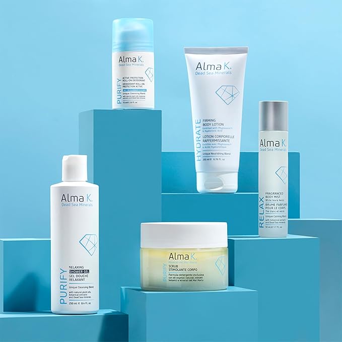 Alma K Relaxing Shower Gel - Nourishing Women and Men's Body Wash - Skincare with Dead Sea Minerals, Avocado Oil - White Tea and Neroli Scent - 8.4 oz