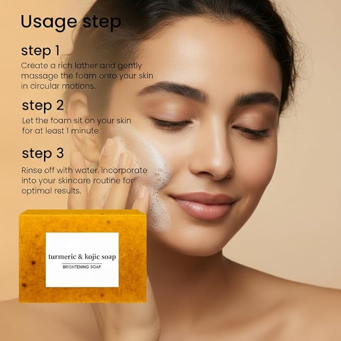 Turmeric Soap Wash and Care Two Piece Set, Tuemeric Facial Cleanser & Turmeric Soap Combo, Cleansing Mousse for Facial Deep Cleansing and Body Skin Care