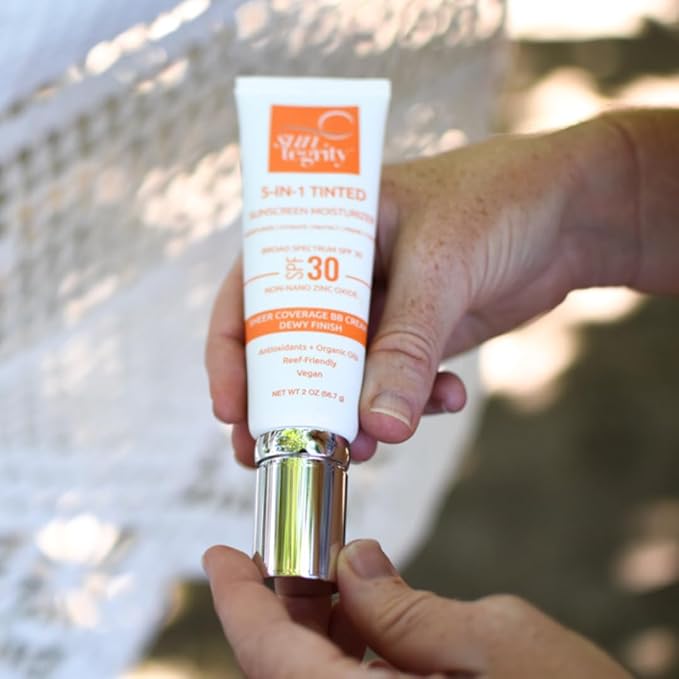 Suntegrity Tinted 5 in 1 Mineral Sunscreen for Face (SPF 30-2 oz) - Medium | BB Cream Moisturizer with Physical UVA/UVB Broad Spectrum Protection | Safe for Sensitive Skin