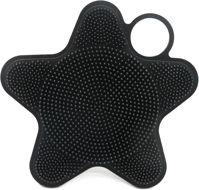 LUCKSTELLA Food-Grade Silicone Body Scrubber, Dual-Sided Silicone Body Brush for Shower, Gentle Exfoliating and Lather Well, Gentle Scrubber for Sensitive Skin, Easy-to-Clean Massage Brush(Black)