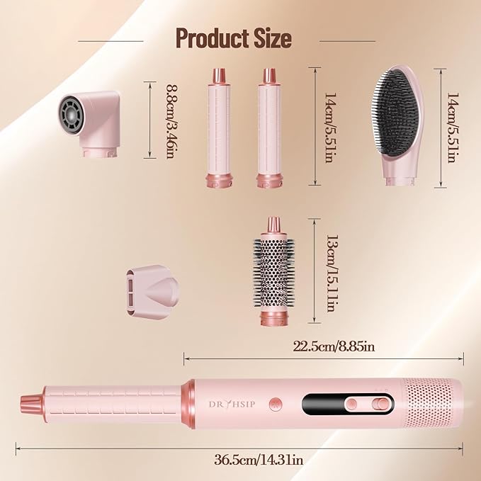 6 in 1 Hot Air Styler & Hair Dryer Brush, Multi-Styler High-Speed Negative Ionic Wrap Air Hair Styler for Curling, Fast Dry, Straightening - Versatile Hair Styling Tool at Home, Holiday Gift for Women