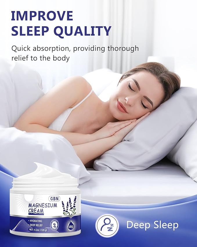GBN Magnesium Cream - Hydrating Magnesium Lotion for Sleep - Natural Relaxation & Muscle Tension, Nighttime Cream for Feet, Leg Cramps, Safe for Kids (Lavender)