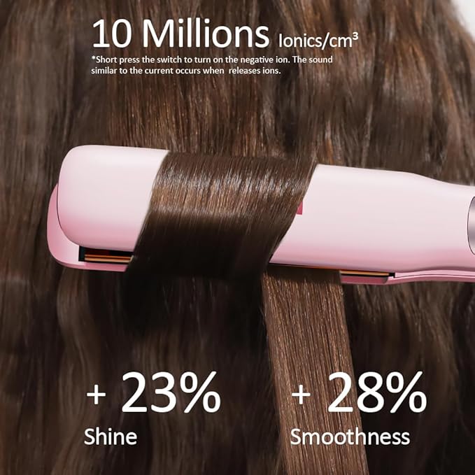 Faszin Professional Hair Straightener, 1.18 inch Ionic Titanium Plate, 20S Fast Heat Up Flat Iron with Clear LED Display, 2 in 1 Straightener and Curler Styling Tool for Straighten Hair (Pink)