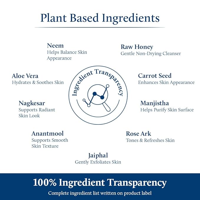 Blue Nectar Vitamin C Face Wash for Women and Men | Anti Acne Face Wash with Neem & Honey (11 Herbs, 3.38 Fl oz)