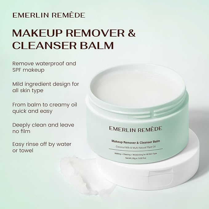 Makeup Remover & Cleanser Balm with Coconut Milk & Multi Natrual Plant Oil for Melting, Cleaning And Moisturizing For All Skin Type