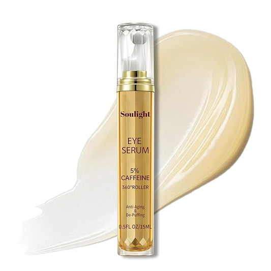 Eye Serum with 5% Caffeine, Retinol, Niacinamide & Hyaluronic Acid - Anti-Aging Treatment Balms for Dark Circles, Puffiness, Wrinkles & Bags - Under Eye Brightening & Firming Cream