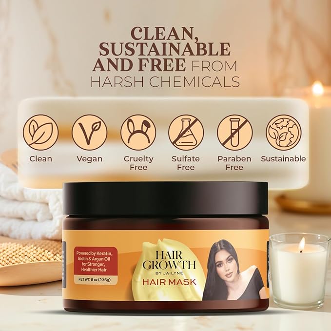 Hair Growth Repair Mask by Jailyne Ojeda – Protein-Enriched Deep Conditioning Treatment – Strengthens, Restores & Nourishes Damaged Hair – Sulfate-Free & Paraben-Free – Made in USA