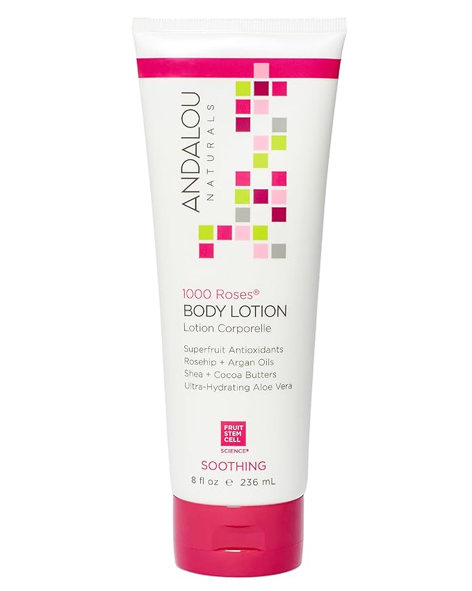 Andalou Naturals 1000 Roses Soothing Body Lotion - Improve Skin Moisture with Shea Butter & Aloe Vera - Hydrating Lotion for Dry or Sensitive Skin - 8 fl oz