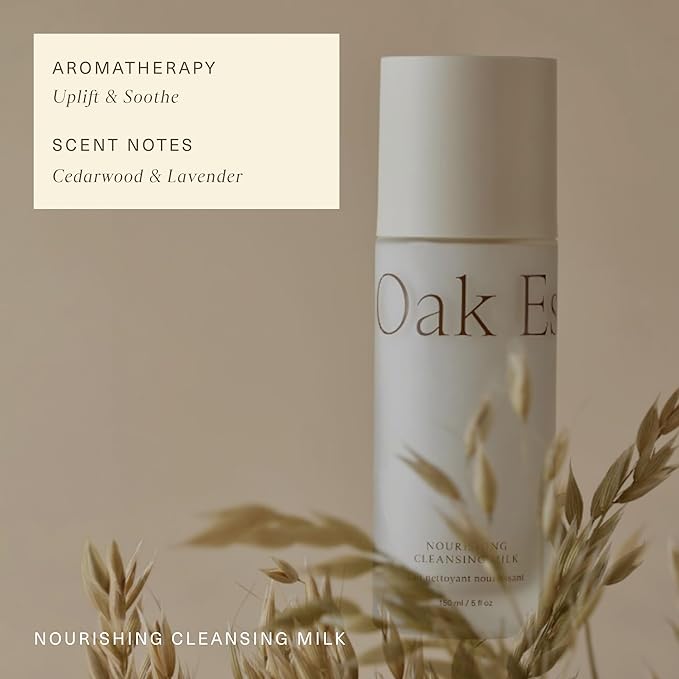 Oak Essentials Nourishing Cleansing Milk | Gentle Makeup Remover Face Wash with Oat Amino Acids, Rice Bran & Rosemary Extract, 5 Oz