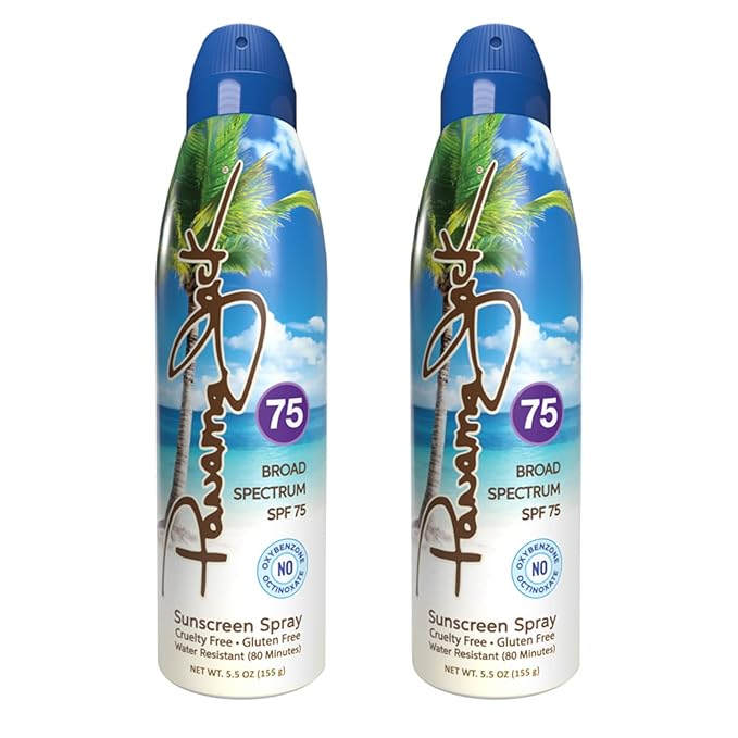 Panama Jack Continuous Spray Sunscreen - SPF 75, Broad Spectrum UVA/UVB Protection, PABA, Paraben, Gluten & Cruelty Free, Water Resistant (80 Minutes), 5.5 OZ (Pack of 2)