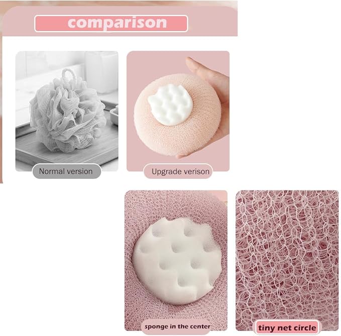 2 Pack Bath Body Brush,Exfoliating Body Scrubber,Bath Sponge Brush to Scrub The Body and Enjoy The Shower(Pink&Blue)…