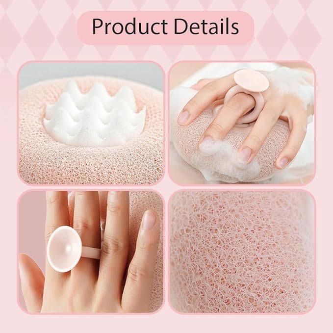 Super Soft Sunflower Suction Cup Bath Ball, 2025 New 2 in 1 Exfoliating Bath Sponge Cleaning Brush with Finger Rings, Sponge Mesh Pouf Shower Ball for Women & Men (Green 2pcs)