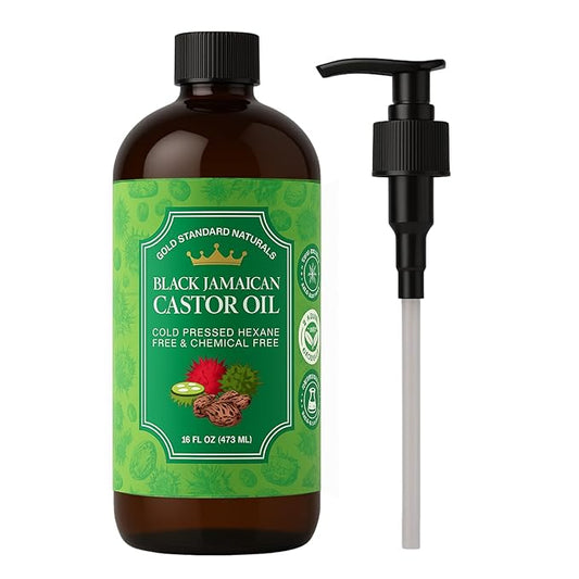 Black Jamaican Castor Oil – 16 oz Bottle with Pump | Cold-Pressed, Hexane-Free | Promotes Thicker Hair, Fuller Eyebrows & Longer Lashes | Deep Moisturizer for Skin & Scalp