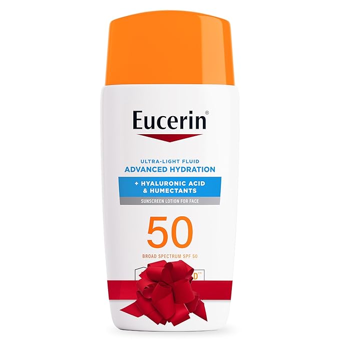 Eucerin Sun Advanced Hydration Ultra-Lightweight Face Sunscreen SPF 50 with Hyaluronic Acid & Humectants, Hydrating Sunscreen for Face, Non Comedogenic and Hypoallergenic, 1.7 Fl Oz Bottle
