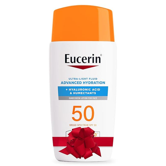 Eucerin Sun Advanced Hydration Ultra-Lightweight Face Sunscreen SPF 50 with Hyaluronic Acid & Humectants, Hydrating Sunscreen for Face, Non Comedogenic and Hypoallergenic, 1.7 Fl Oz Bottle