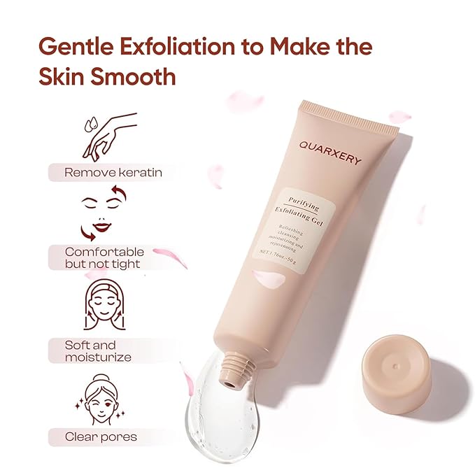 QUARXERY Purifying Exfoliating Gel for Face, 2Pcs Gentle Moisturizing Peeling Gel, Facial Exfoliator Cleanser Removes Dead Skin, Dust and Other impurities for Prevent Acne, with Niacinamide, Vitamin E