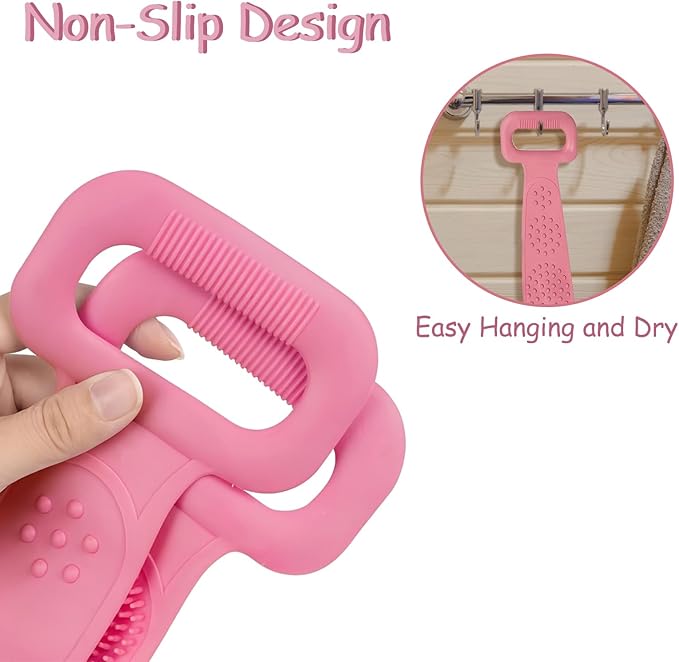 Silicone Body Scrubber for Shower,Silicone Back Body Scrubber with Handle,27.5 Inch Exfoliating Deep Clean Bath Body Brush Scrubber for Men and Women-2 PCS