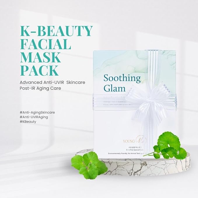 YoungMe Soothing Glam Facial Sheet Mask - 1 Sheets Face Masks | Korean Face Mask Skincare - Deep Real Masks for Sensitive Skin or All Skin Types