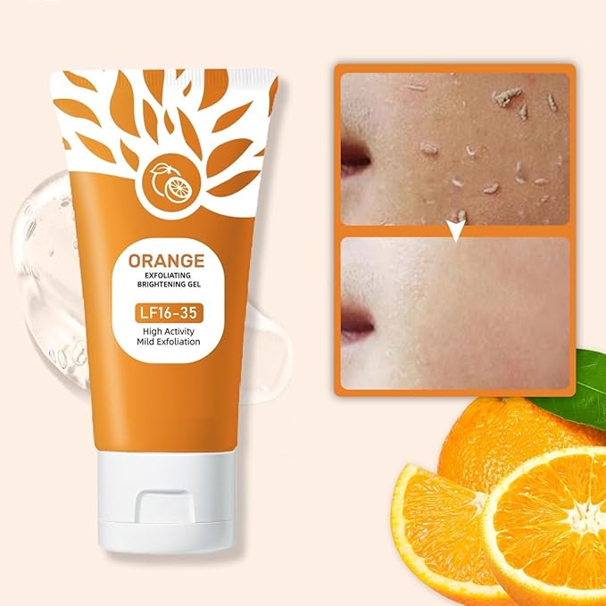 3Pcs Orange Exfoliating Gel for Face and Body, Exfoliating Cleansing Gel Scrub,Orange Enzymes Exfoliatings Gels,Pore Peeling Scrub, Deep Cleansing Moisturizing Facial Exfoliator, Remove Blackheads
