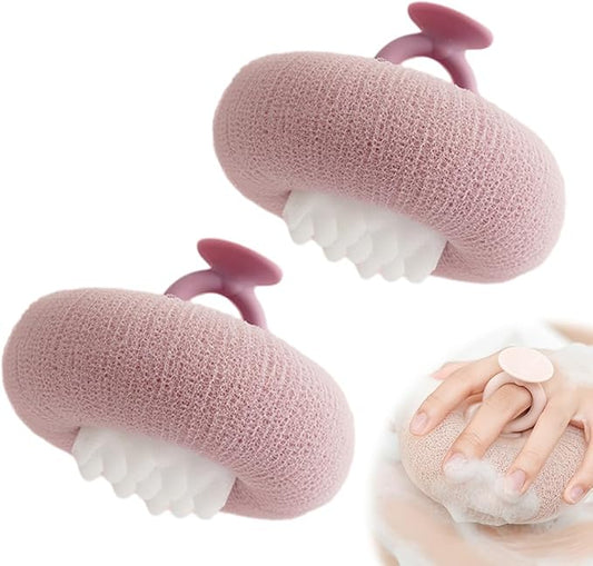 Super Soft Sunflower Suction Cup Bath Ball, 2025 New Bath Cleaning Brush, 2-in-1 Sponge Mesh Pouf Ball Body Scrubber, Shower Gloves Exfoliating Accessories for Men and Women