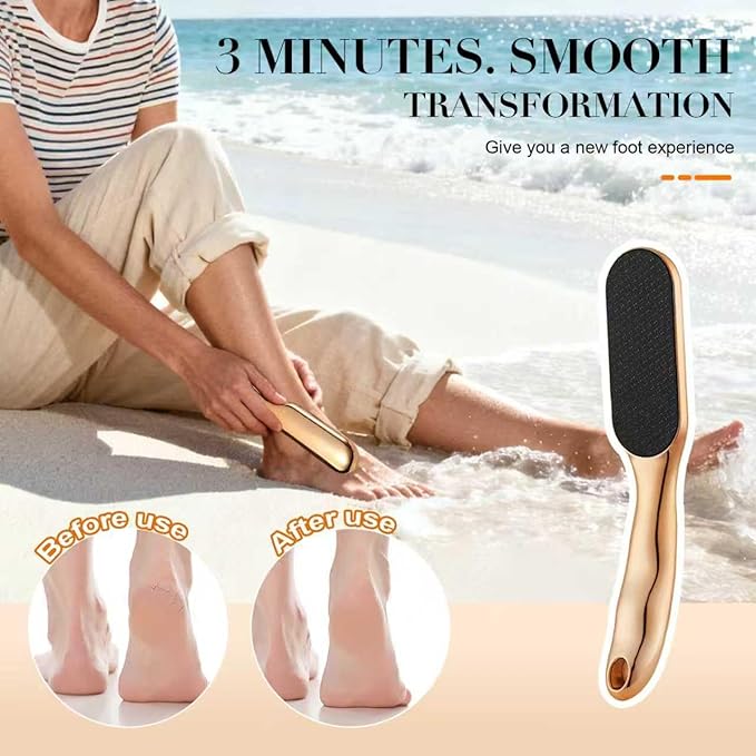 Glass Foot File and Callus Remover for Hard Skin, Cracked Heels - Heel File Pedicure Tool with Anti-Slip Grip, Fast Smooth Results, Wet and Dry Foot Scrubber Dead Skin Remover