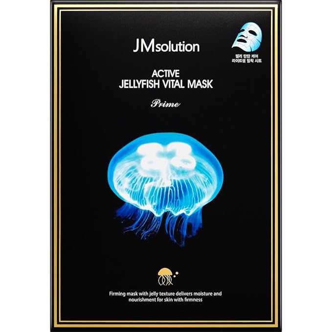 JMsolution Active Jellyfish Waterful Mask | Deep Hydration & Firming with Jellyfish Extract, Collagen & Hyaluronic Acid | 33ml Essence | Korean Sheet Mask | 10 Sheets