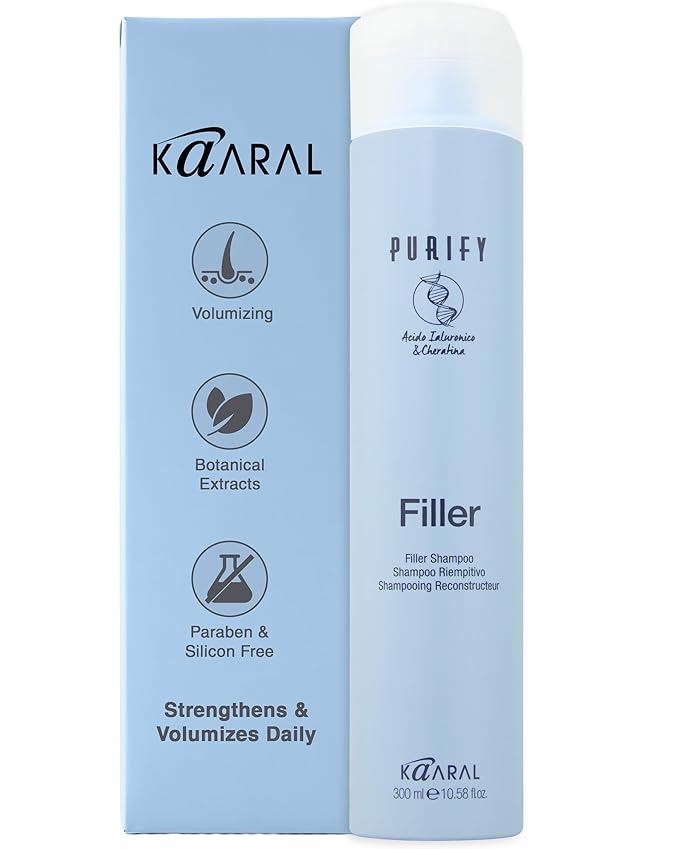 Kaaral Purify Filler Shampoo - Strengthening & Volumizing Formula for Women & Men - Thickening Hair Care for Fuller Appearance, Repair and Nourishment of Fine or Damaged Hair - 300ml