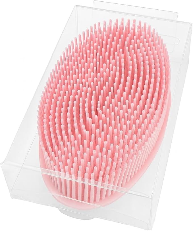 Silicone Bath Body Brush – Soft Exfoliating Massage Scrubber for Shower & Spa, Gentle Scalp and Skin Cleaner, Easy to Clean, Durable & Reusable (Pink)