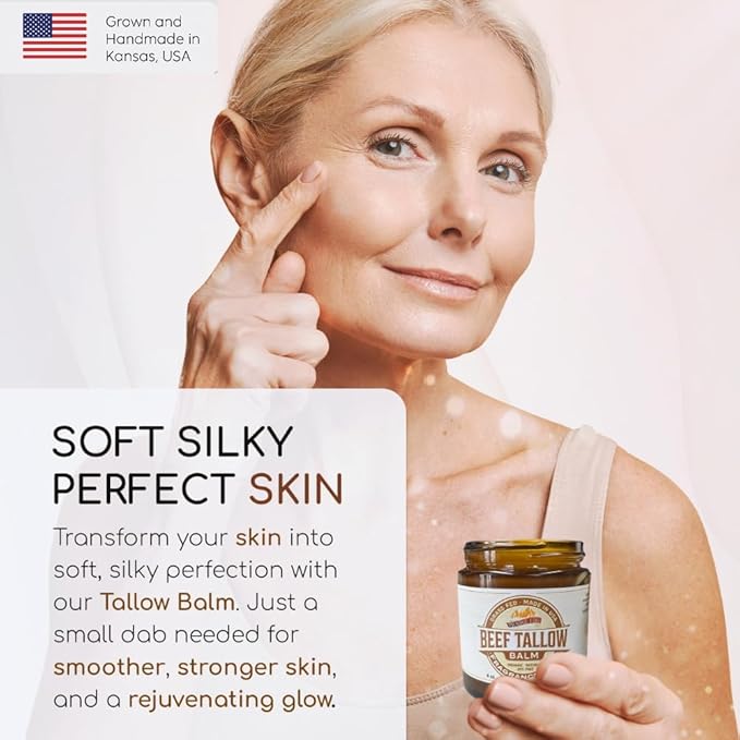 Beef Tallow Balm - 8 oz - Organic Grass Fed - Body Butter - Moisturizing Skin Care Fragrance Free - 8 oz