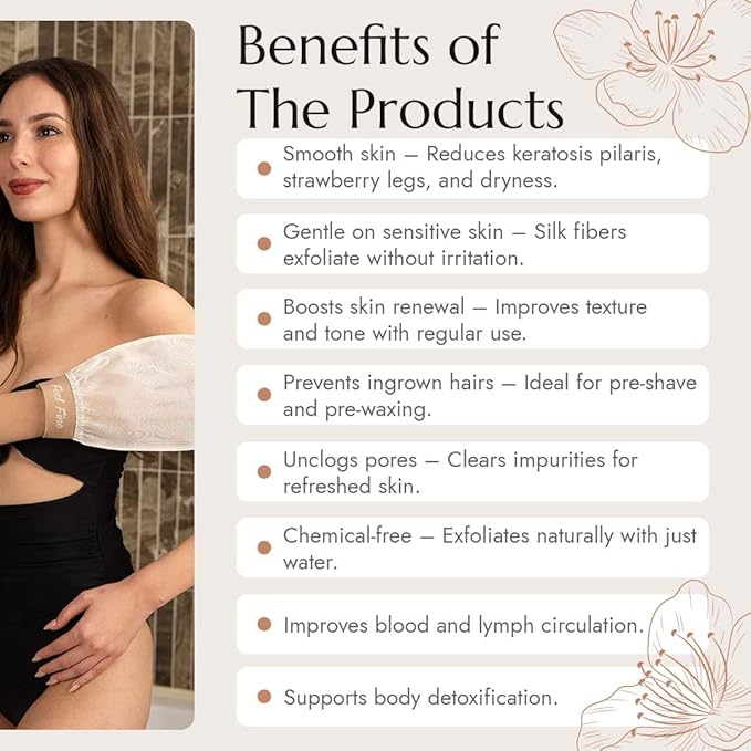 Feel Fine Turkish Exfoliating Mitt – 100% Raw Silk Hammam Kese Glove for Men & Women | Handcrafted Turkish Skin Peeling Scrubber Bath & Sauna Exfoliator (Lilac)