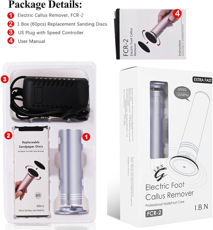 Upgraded Electric Callus Remover for Feet 1200rpm, Adjustable Speed Professional Electric Foot Sander Foot Filer Women Men Pedicure Tools for Feet Callus Remover, FCR-2 Gray