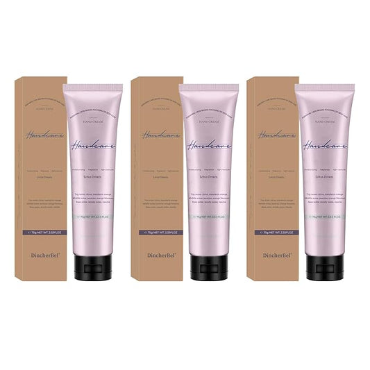 DincherBel 3 Pack Advanced Fragrance Hand Cream for Women and Girls, Deeply Moisturizing Hand Lotion for Dry Cracked Hands Non-greasy, Lotus Dream Hand Cream Gift Set, 2.33oz