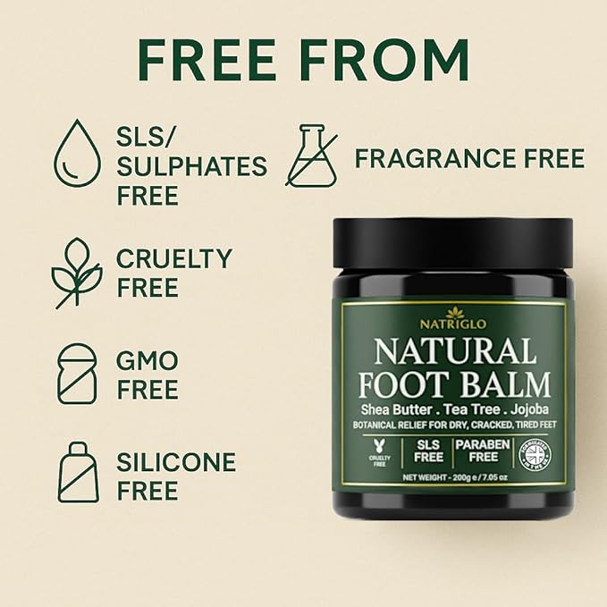 Organic Tea Tree Foot Balm for Dry Cracked Feet & Heels - Intensive Callus Remover & Foot Repair Cream with Shea Butter - Moisturizer for Rough Hard Skin & Cracked Heel Treatment for Men & Women