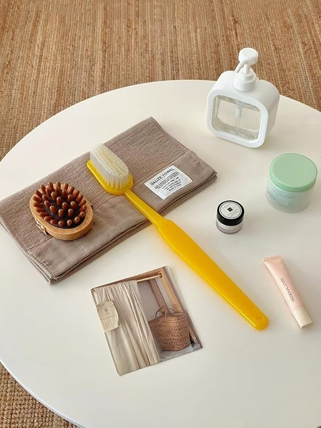 2pcs Bath Brush with Bristles Cute Innovative Toothbrush Like Design, Long Handle Shower Brush for Exfoliating Back, Body, and Feet, Bath and Shower Scrubber