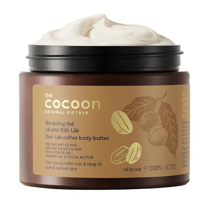 Cocoon Dak Lak Coffee + Cocoa Butter Body Cream for Dry Skin with Cocoa butter and Coffee oil, Deep Moisturizes (6.76 fl oz)