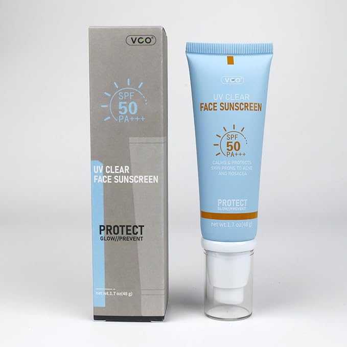 VGO Clear Face Sunscreen SPF 50, Hydrating Sun Essence Leaves No Sticky Feeling Travel Size Sunscreen Against UVA and UVB Rays 50ml / 1.7oz