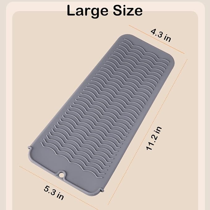 2 Pcs Professional Silicone Heat Resistant Mat Pouch for Curling Iron, Flat Iron and Other Hot Tools, Portable Travel Mat and Cover for Hair Styling Tools with Hanging Hole (2PCS Grey)