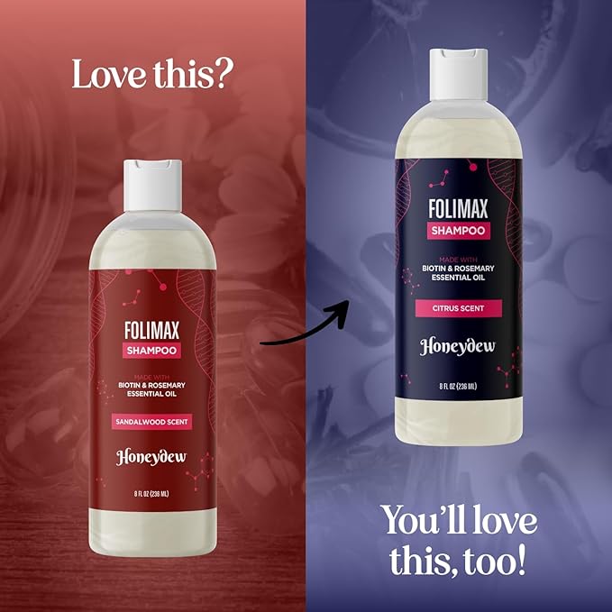 Folimax Biotin Shampoo for Thinning Hair - Volumizing Biotin Shampoo for Men & Women's Fine and Thin Hair with Zinc & Rosemary Oil - Color Safe Vegan Sulfate Silicone & Paraben Free (Sandalwood Scent)